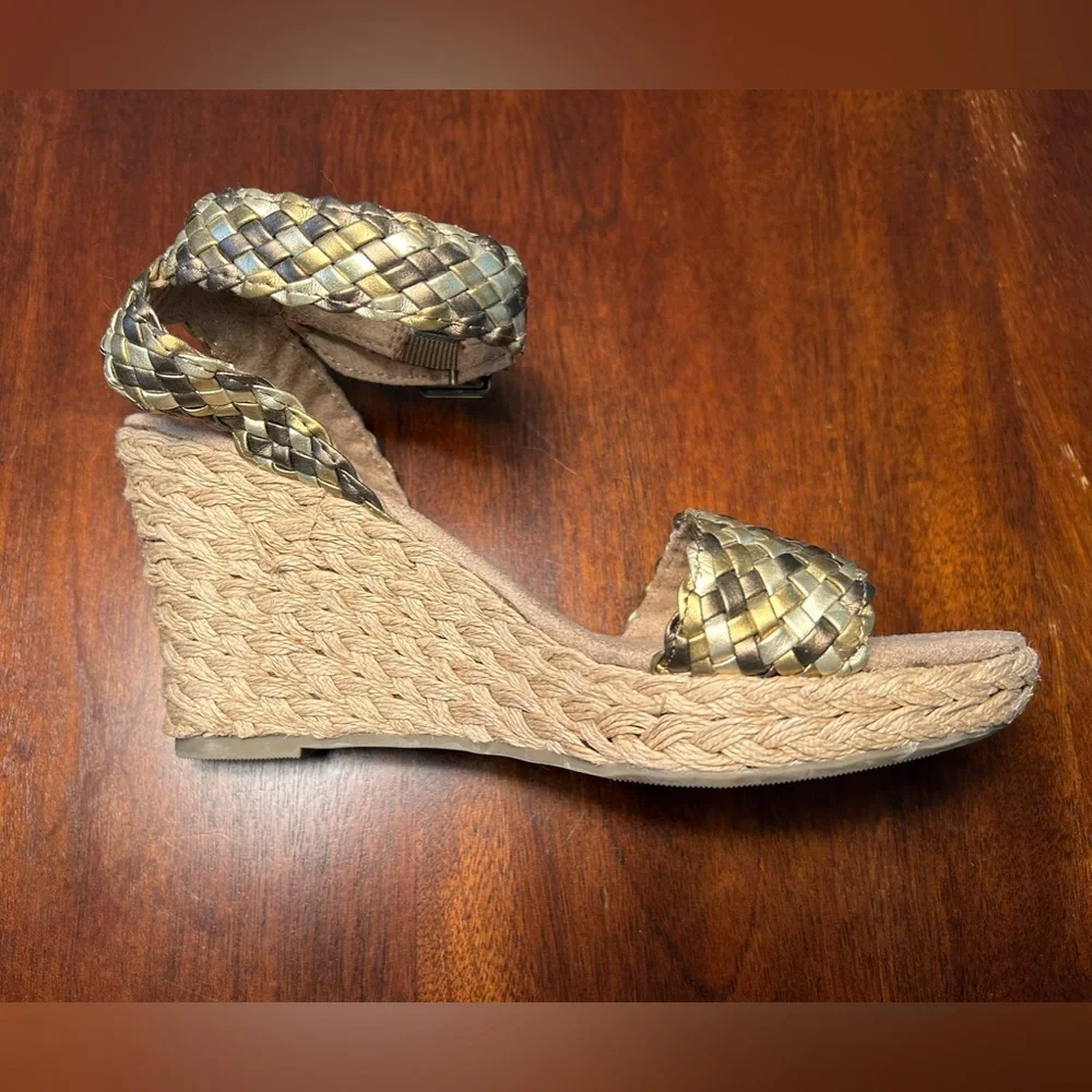 GAP Gold Braided Wedge Sandals